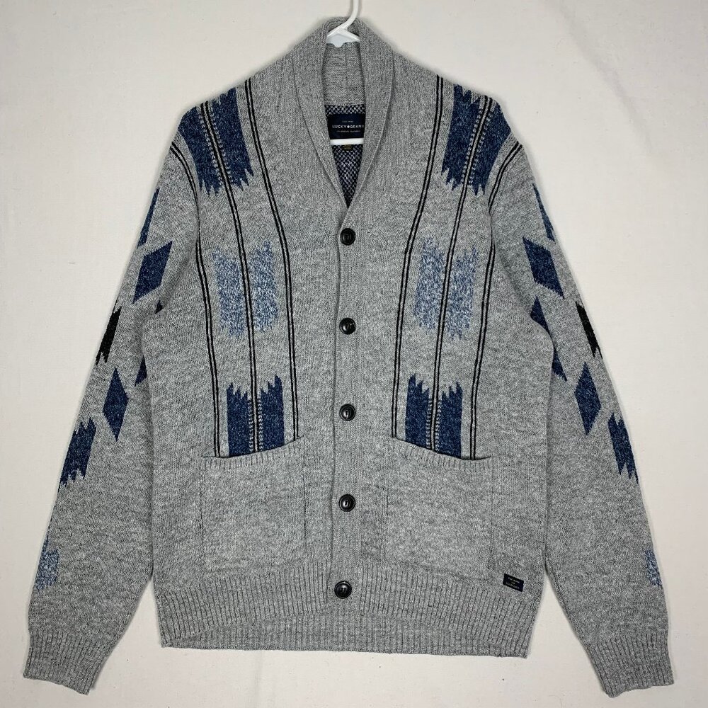 Lucky Brand Chimayo Shawl Cardigan Gray Men's Medium